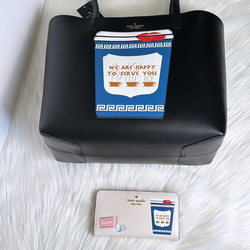 NWT Kate Spade Collectable Bundle Coffee Break Tote Shoulder and Wallet Set - Picture 10 of 11